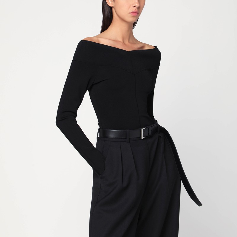Black viscose-blend top