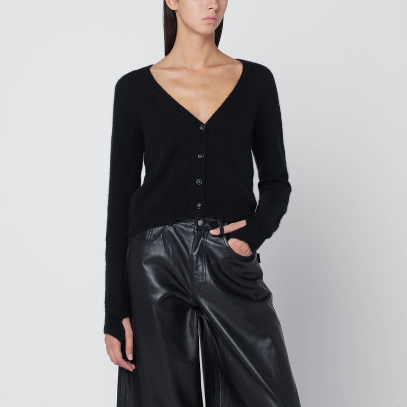 Short black cashmere cardigan