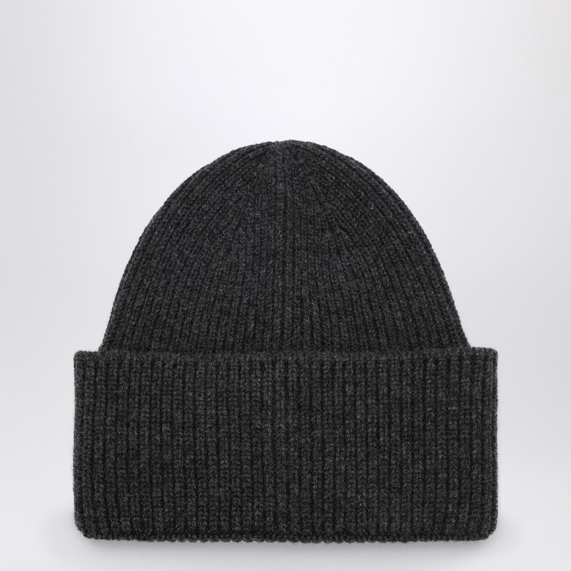Anthracite wool and cashmere beanie