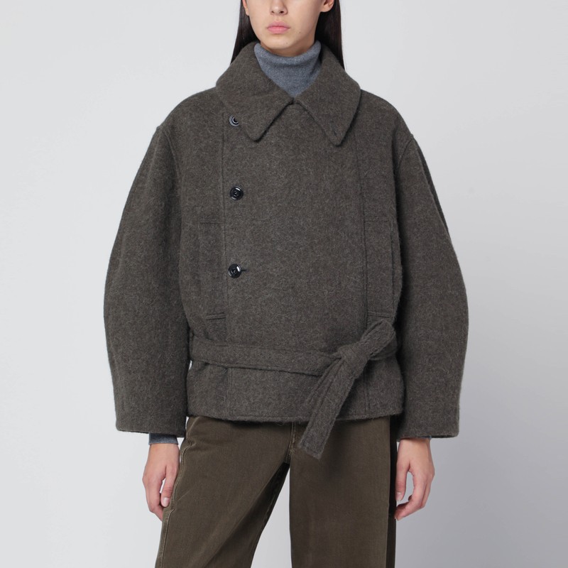 Short khaki belted coat