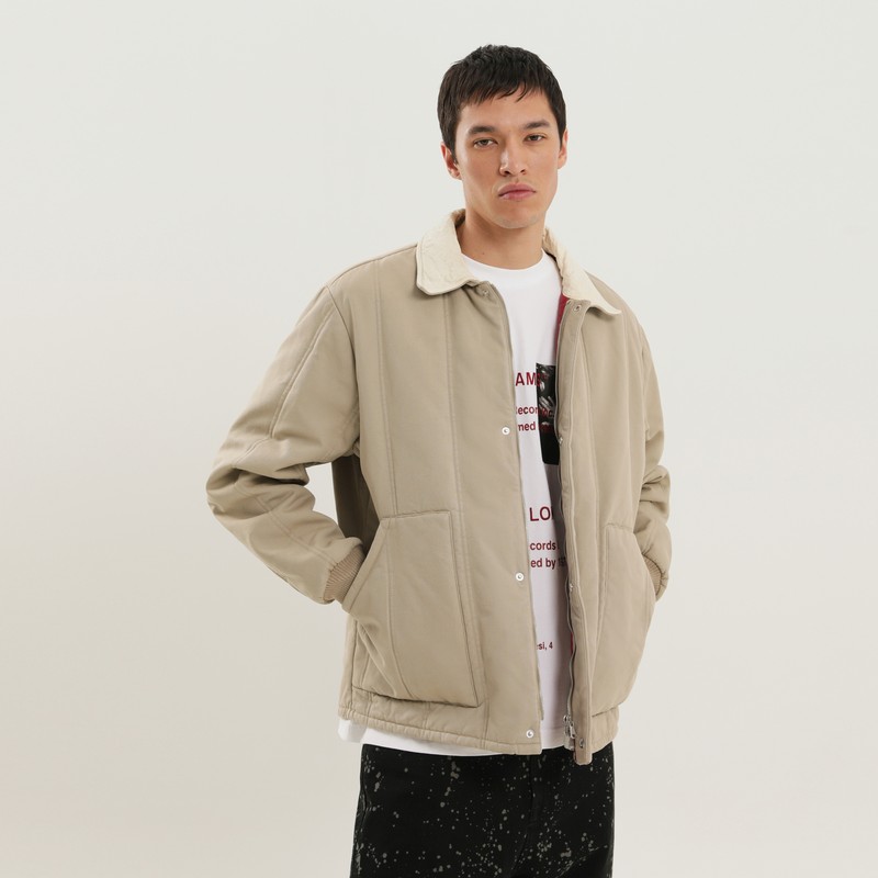 Beige padded canvas jacket