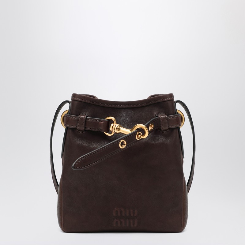 Brown nappa leather pouch