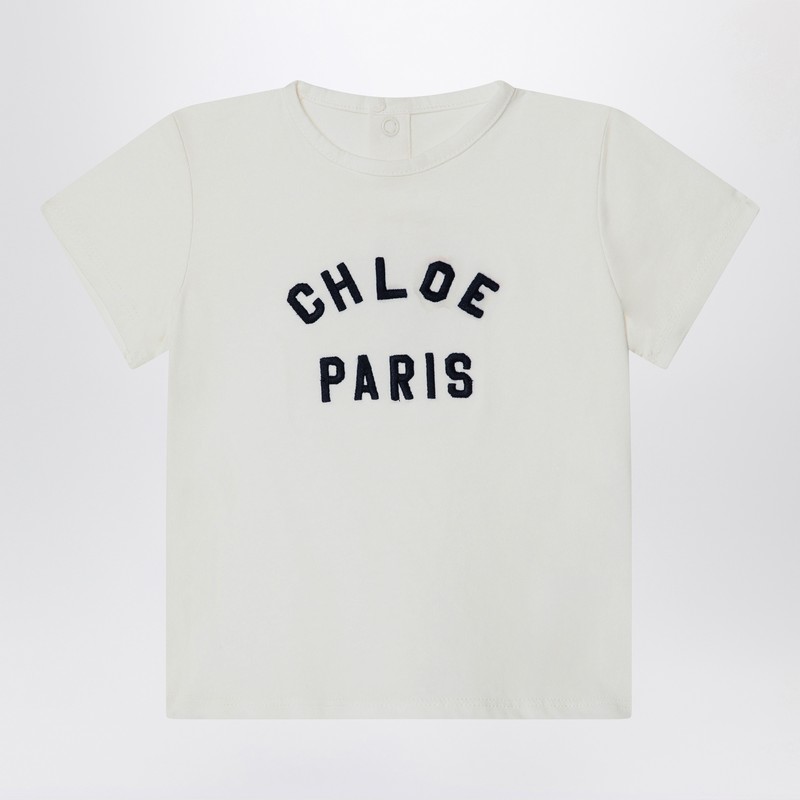 White cotton T-shirt with embroidered logo