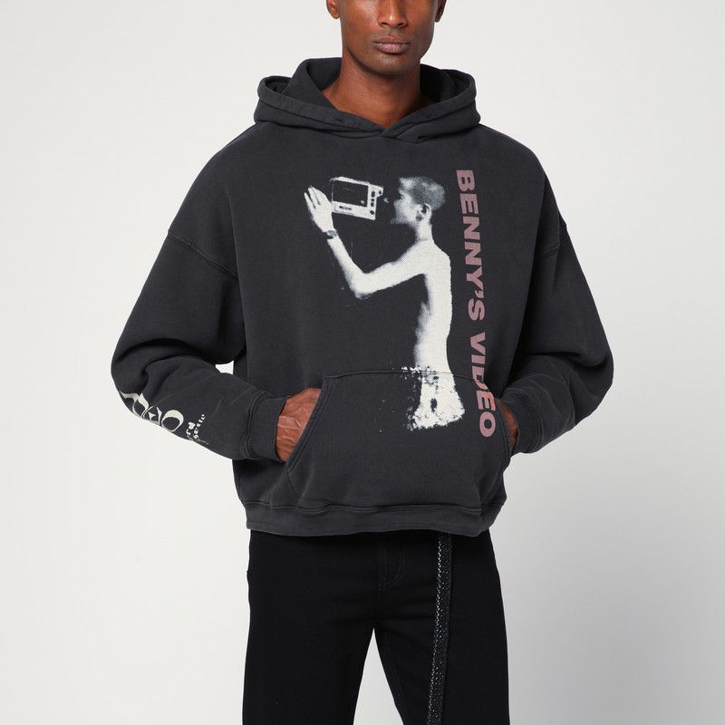 Benny's Video black vintage-effect hoodie