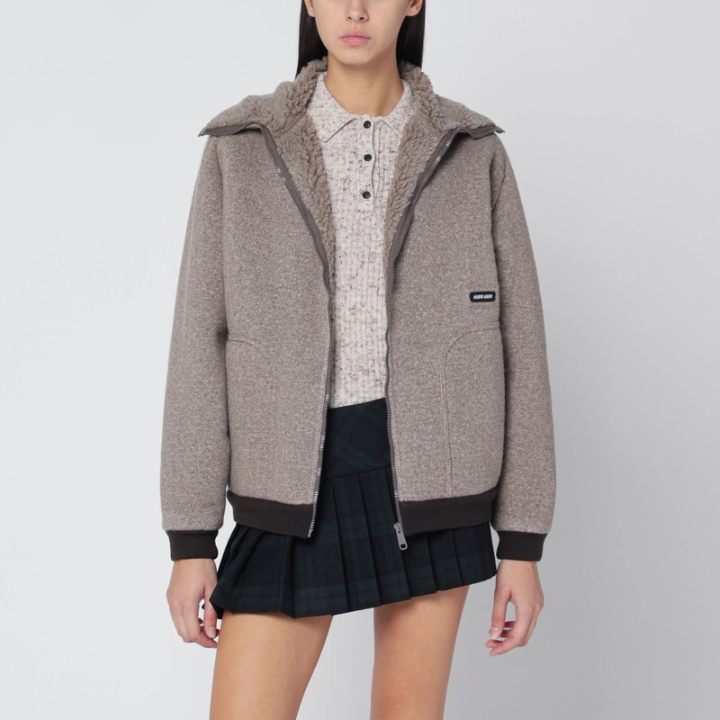 Rope-coloured fleece blouson