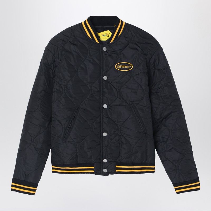 Black/yellow nylon bomber jacket