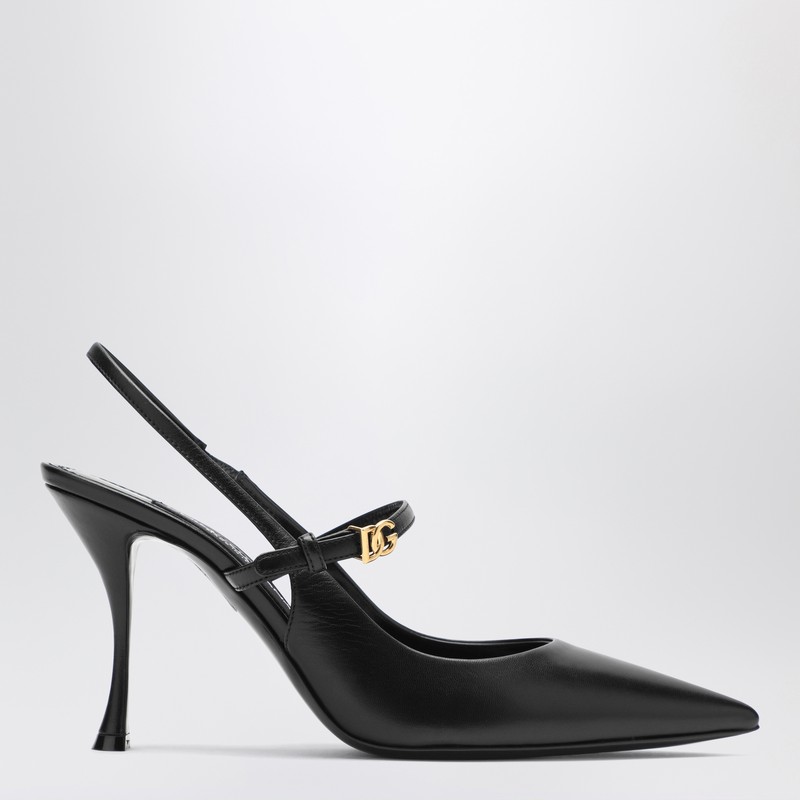 Black leather slingback