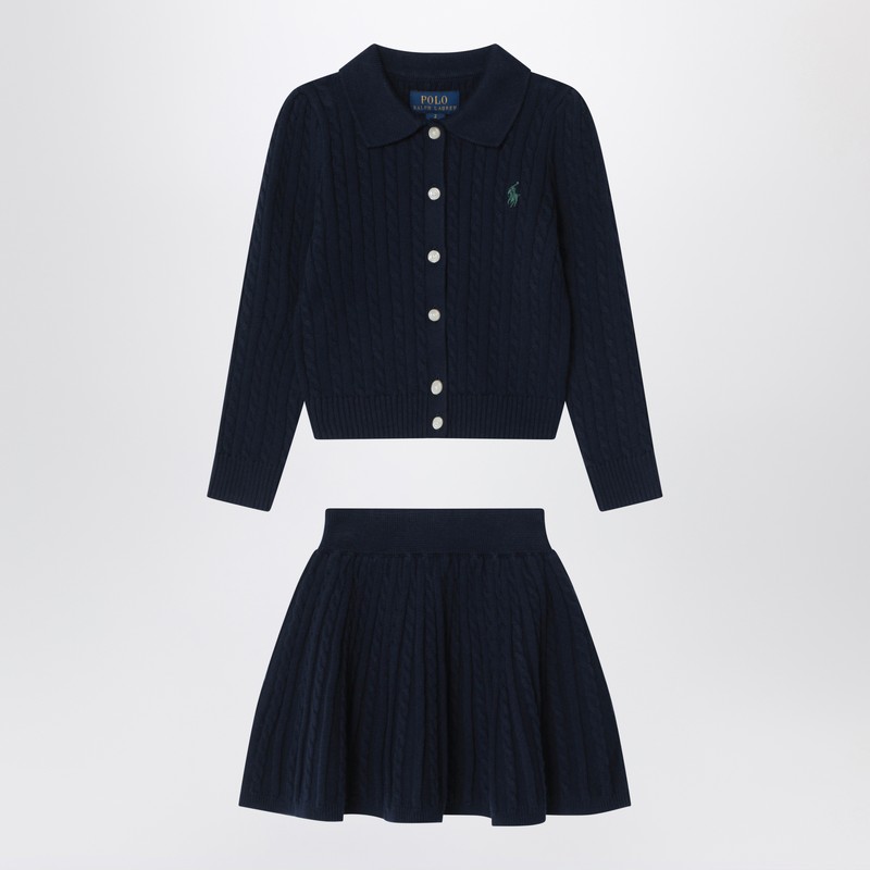 Two-piece navy blue cotton suit