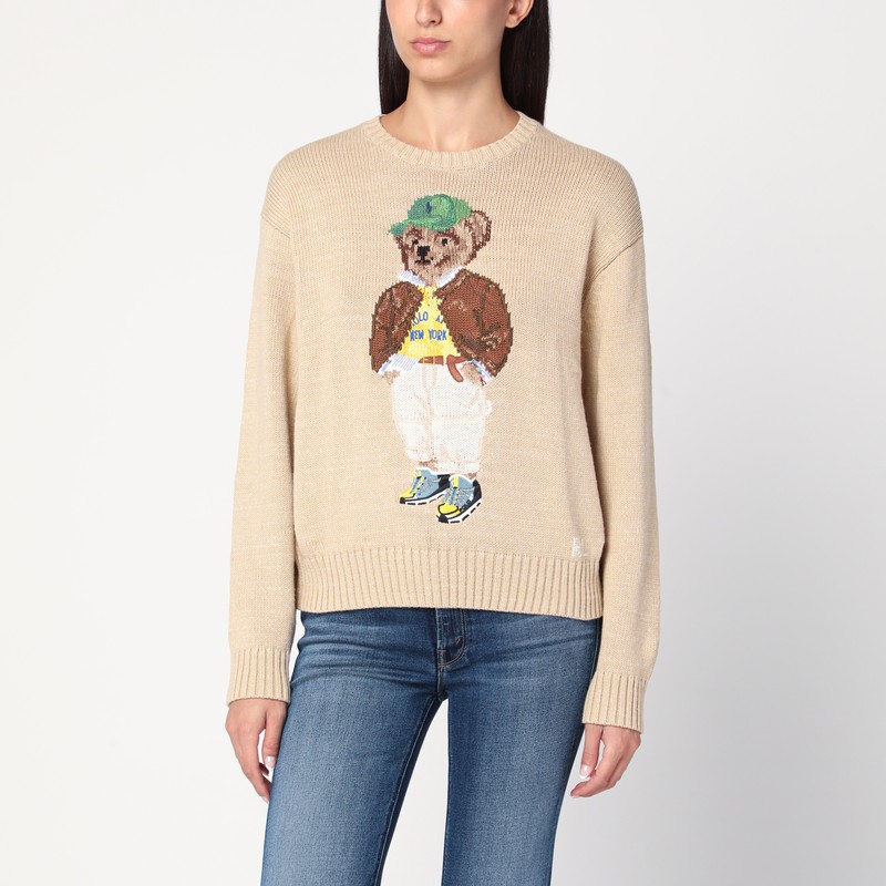 Beige cotton Polo Bear jumper