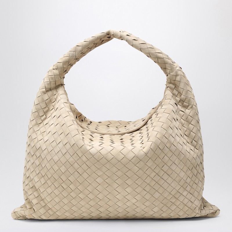 Hop large shoulder bag ecru in suede