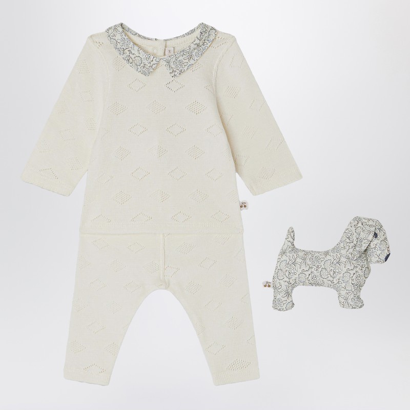 Denice set romper and stuffed toy in ecru