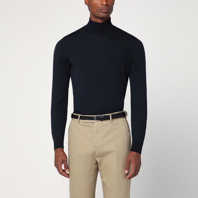 Navy blue wool turtleneck sweater