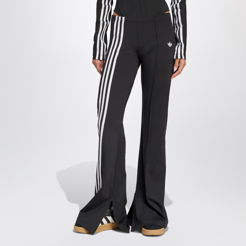 Black flared trousers with side stripes