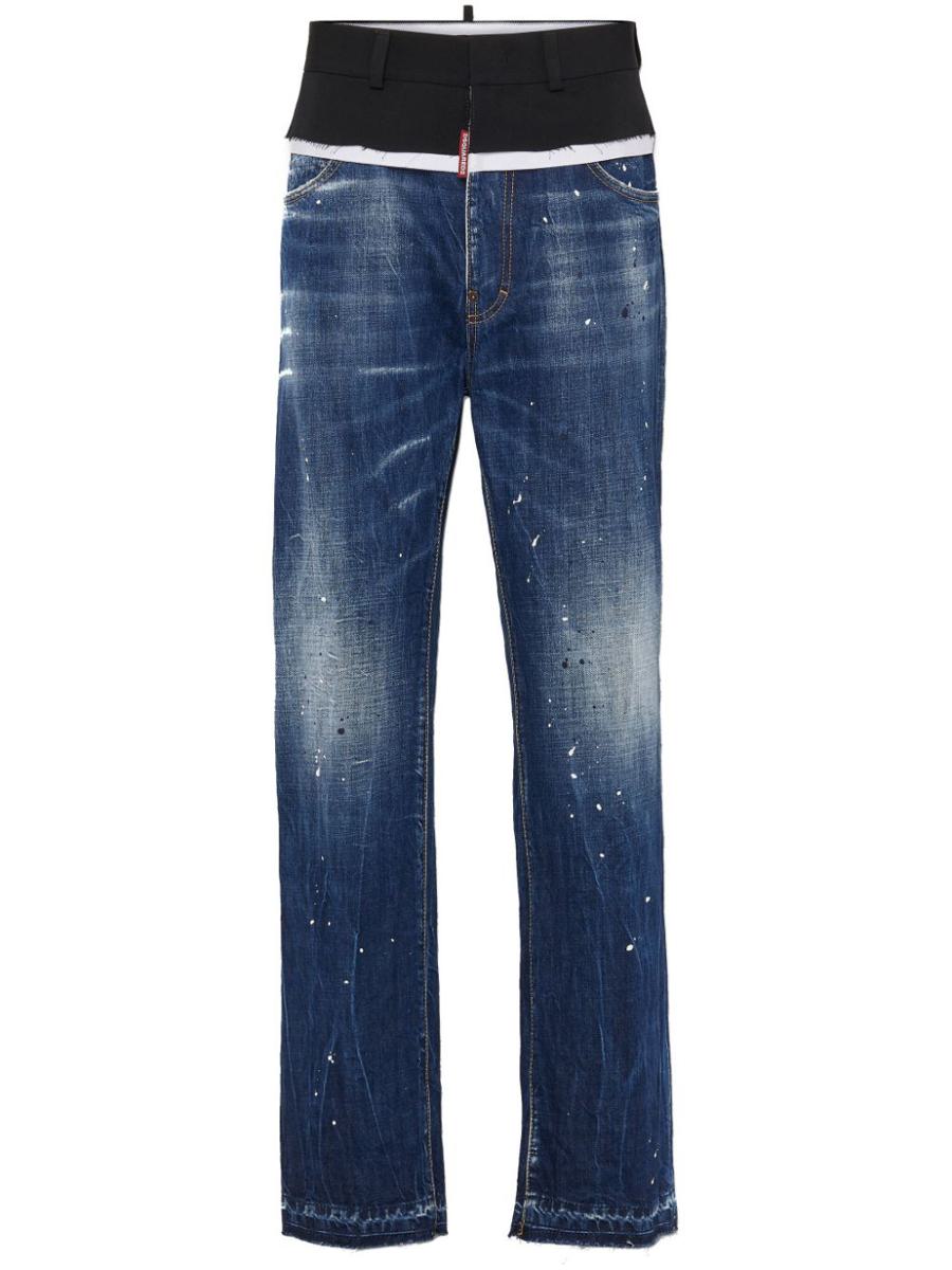 DSQUARED2 Paint Splatter-Detail Washed Denim Jeans