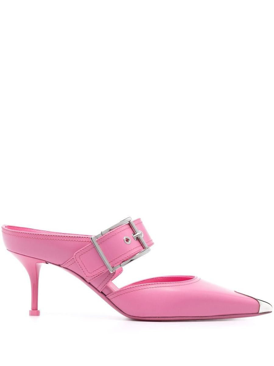 Alexander McQueen Punk Buckled Leather Mules