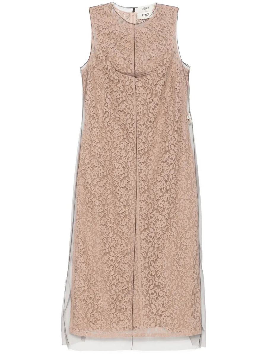 Fendi Blooming Lace Midi Dress Clothing