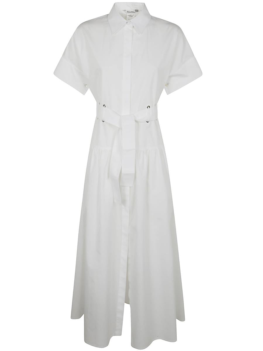 Max Mara Agoraio Belted Short Sleeves Poplin Dress Clothing