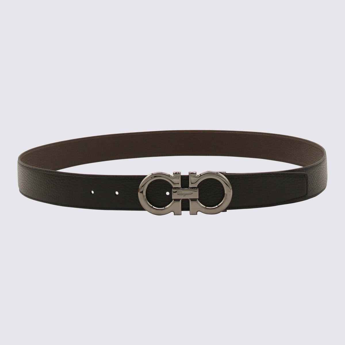 Salvatore Ferragamo Black Leather Gancini Belt