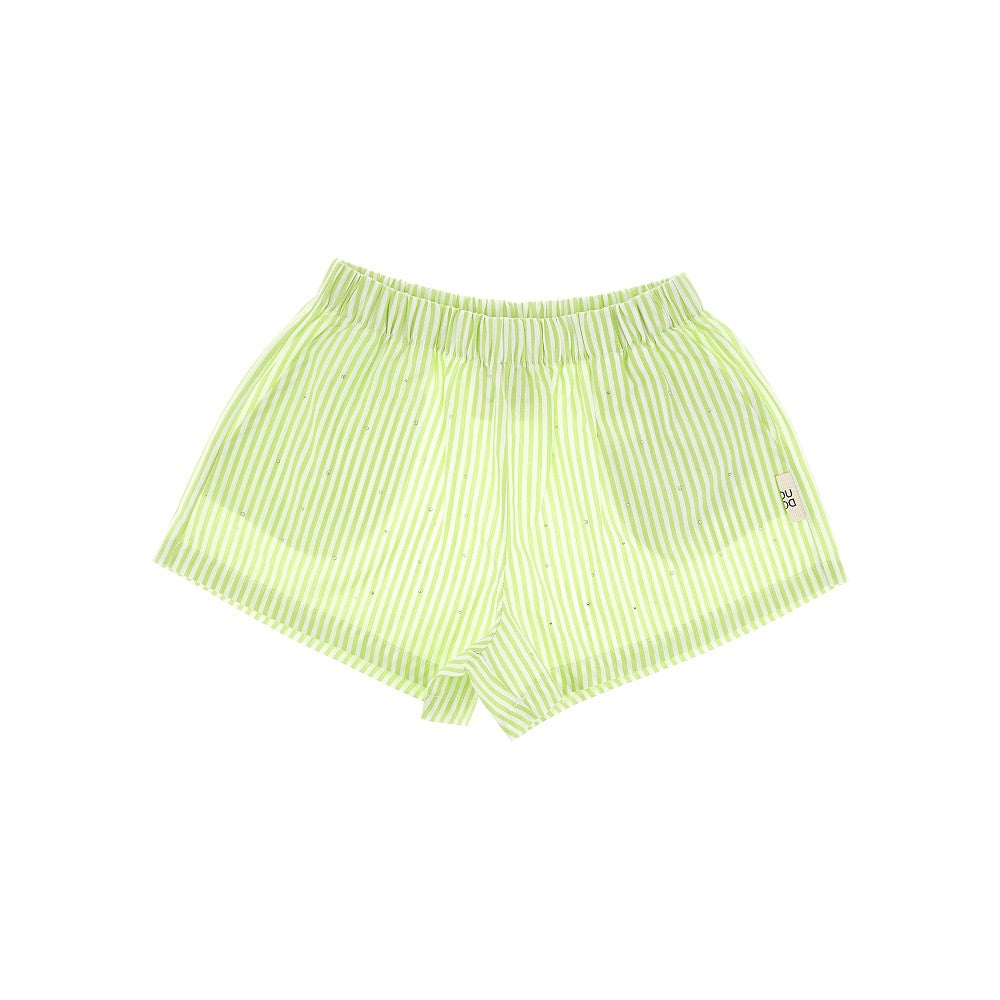 DOUDOU Strass-embellished striped shorts Kids 6Y