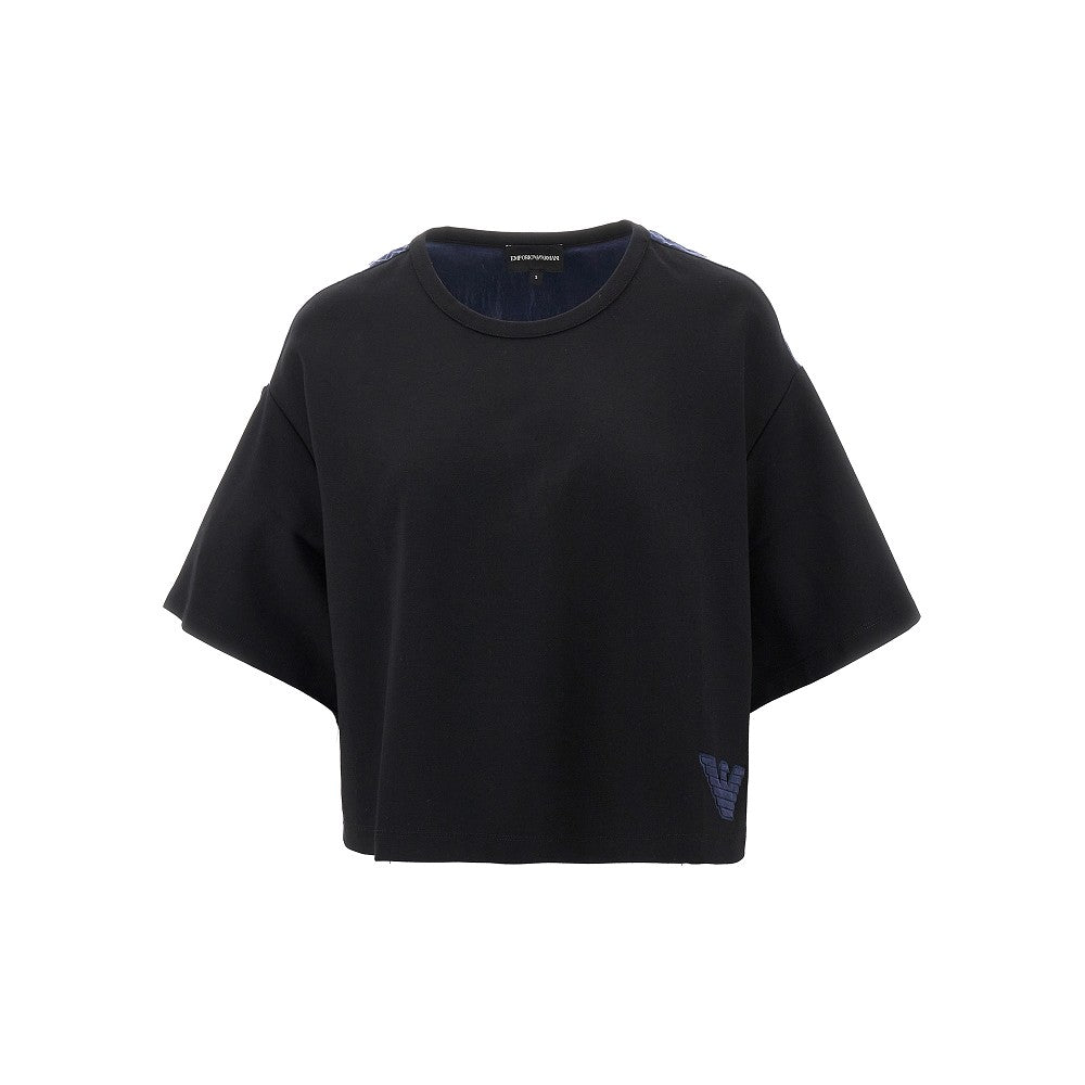 EMPORIO ARMANI Cropped T-shirt with cupro back Woman M