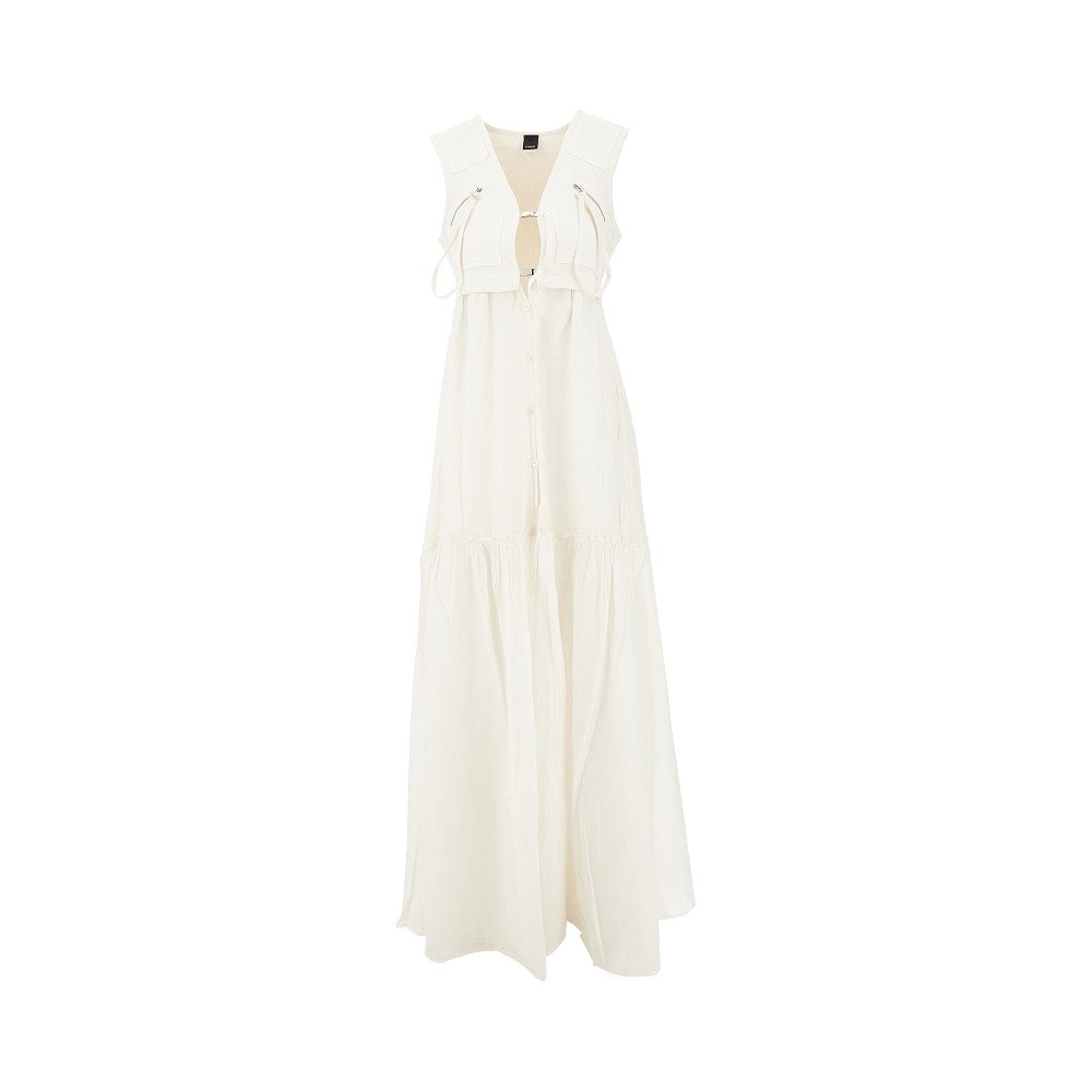 PINKO Canvas and voile long dress Woman 38