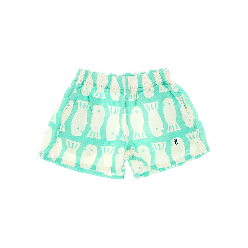 BOBO CHOSES Lucky Fish all-over woven shorts Kids 2/3