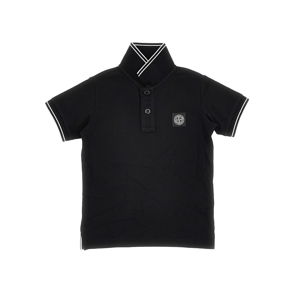 STONE ISLAND Logo patch stretch piquet polo shirt Kids 4Y