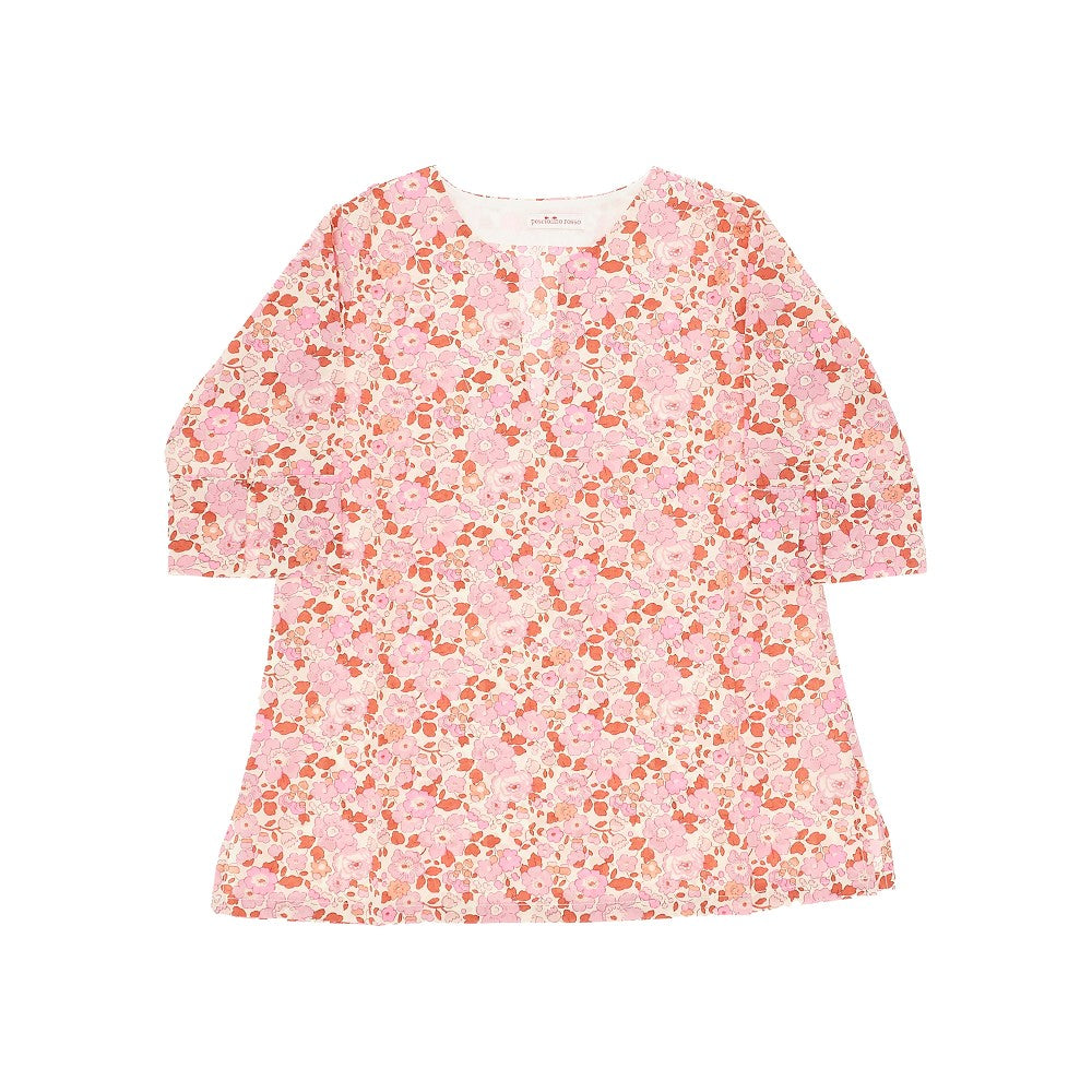 PESCIOLINO ROSSO Liberty cotton caftan Kids 4Y