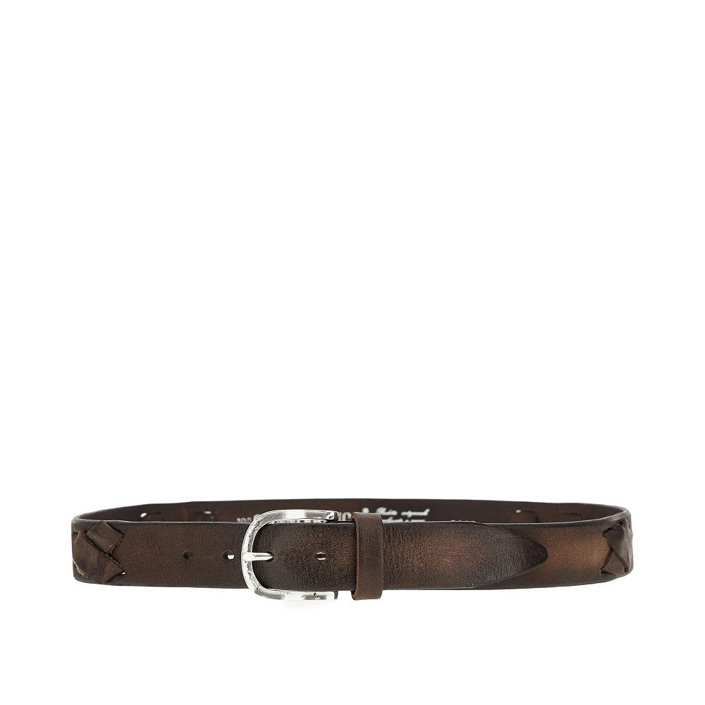 GIANNIFRANCO BELTS Leather belt with studs and topstitchings Man 85