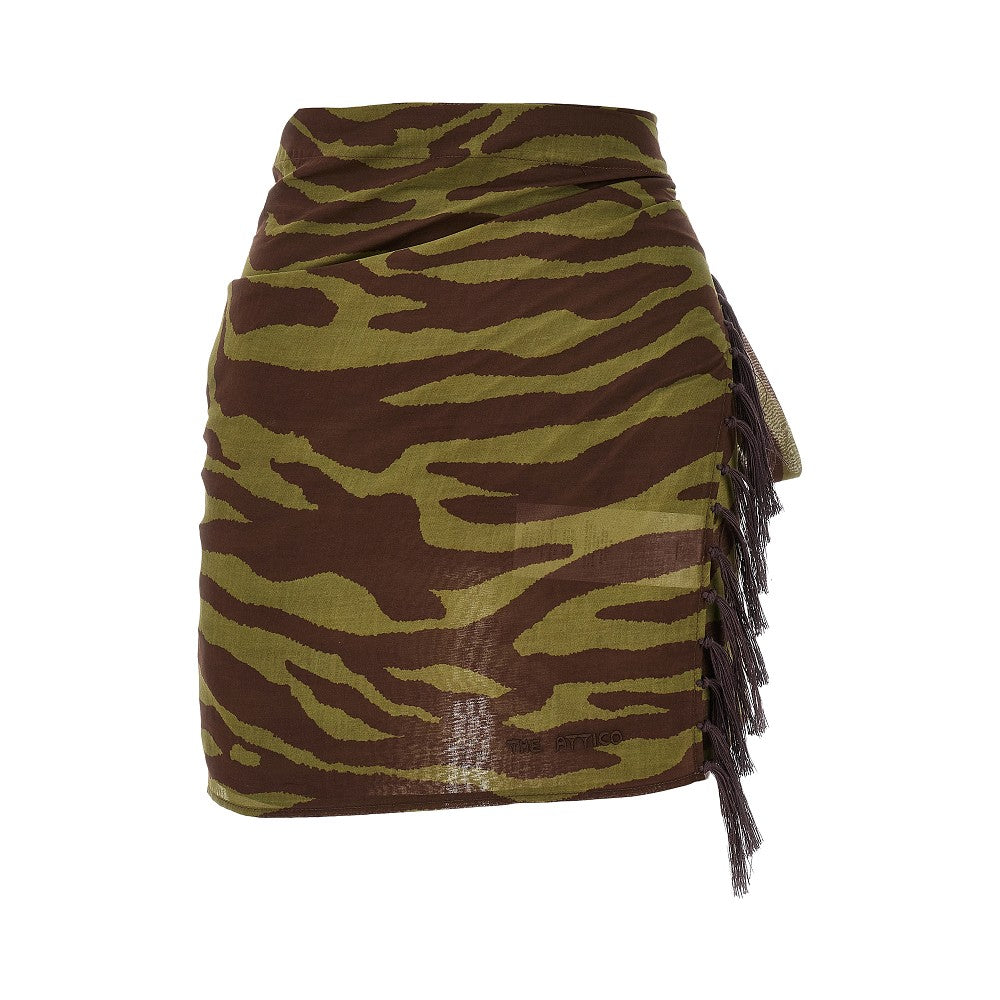 THE ATTICO Zebra-striped muslin sarong mini skirt Woman 40