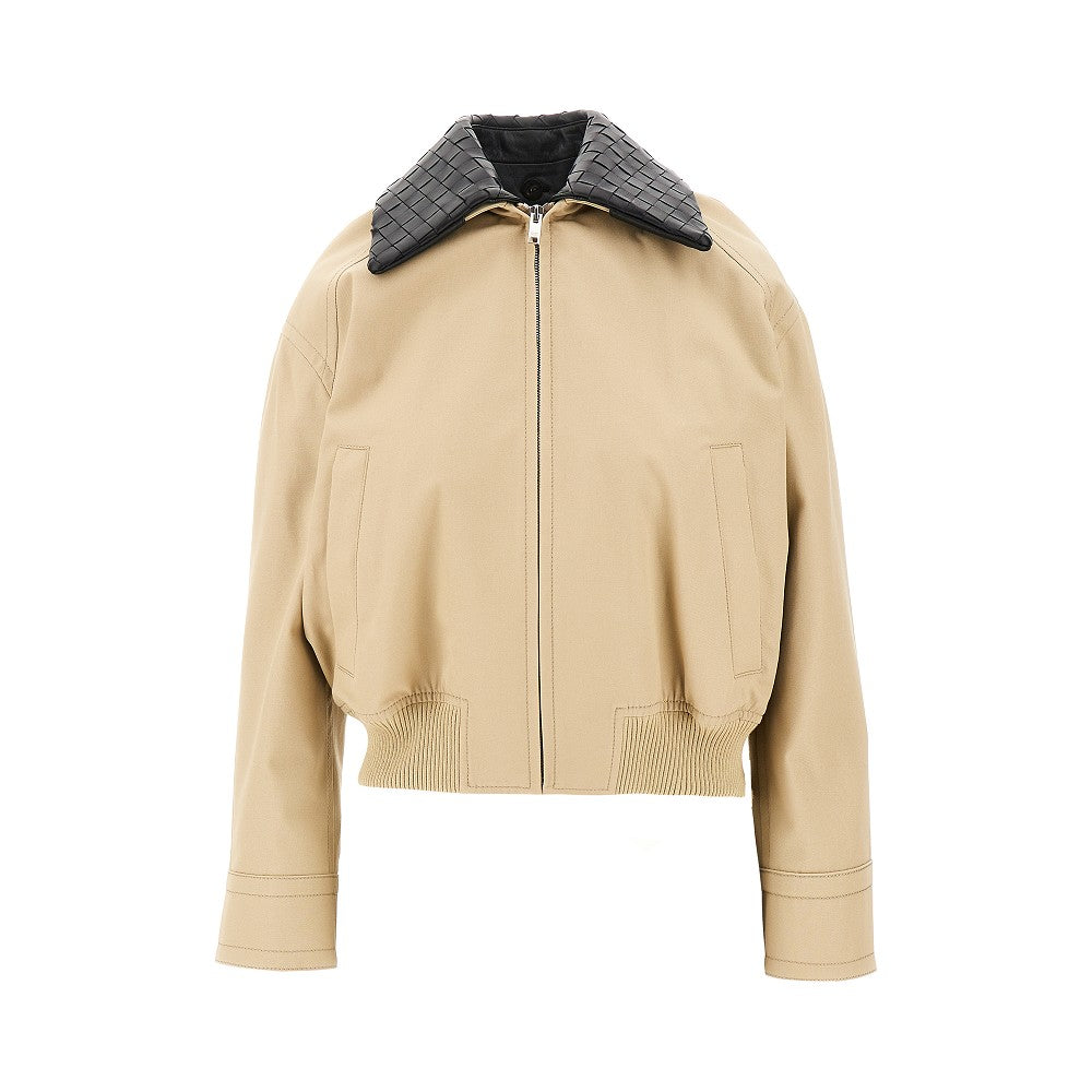 BOTTEGA VENETA Twill bomber jacket with Intrecciato collar Woman 40