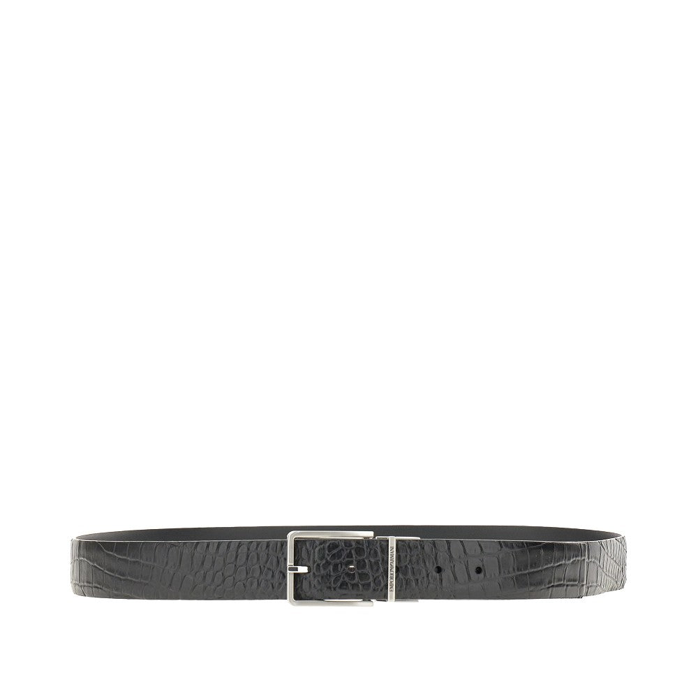 EMPORIO ARMANI Croco-embossed leather belt Man One Size