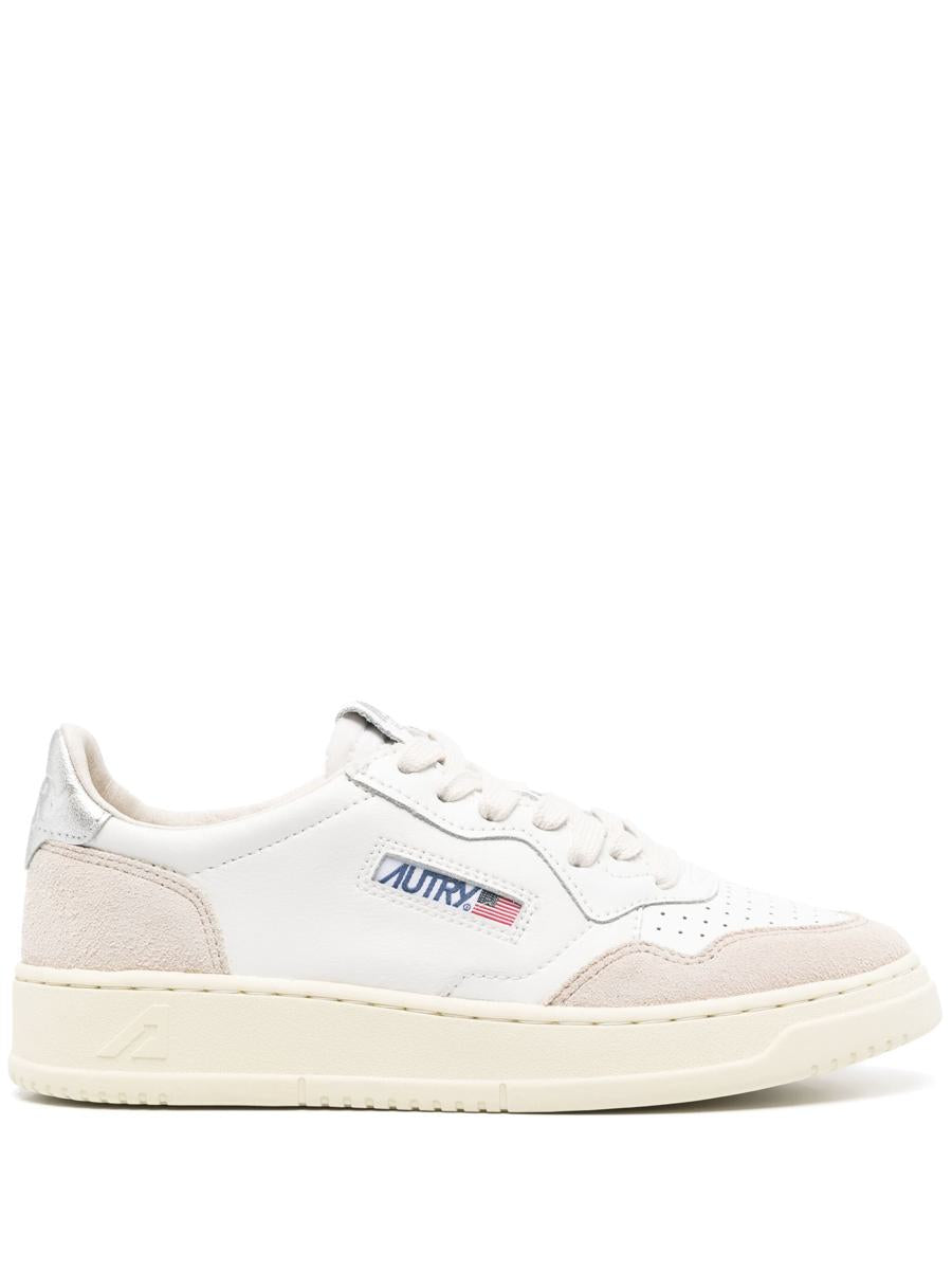 Autry Medalist Low Wom Leat/Suede Wht/Silver Shoes