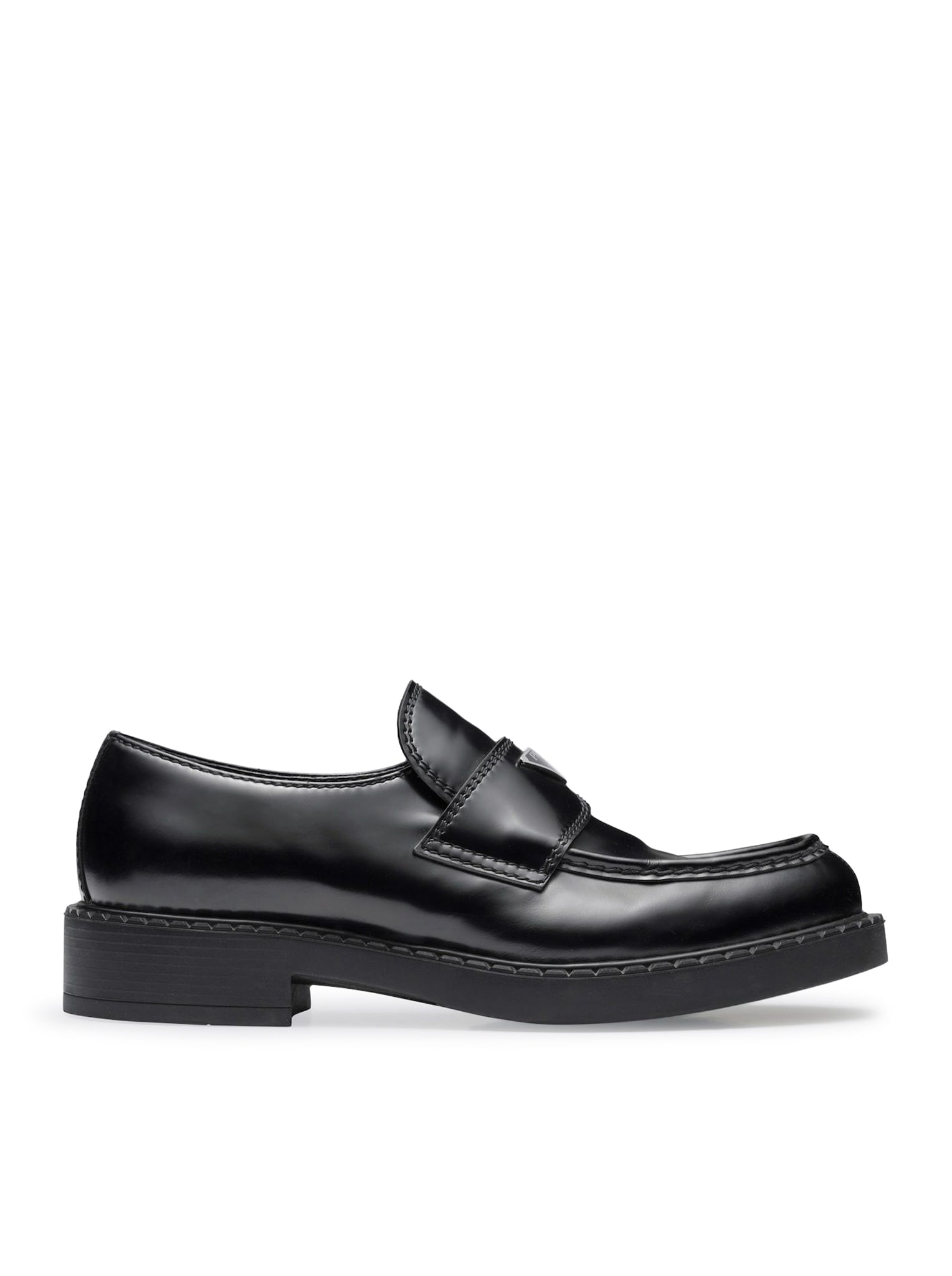 CHOCOLATE BRUSHED LEATHER LOAFERS - Prada - Man