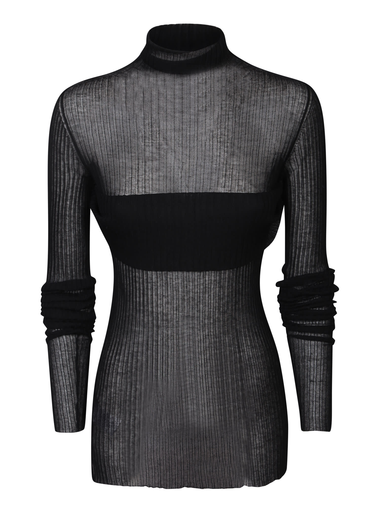 Quira Elegant Sheer Top In Black