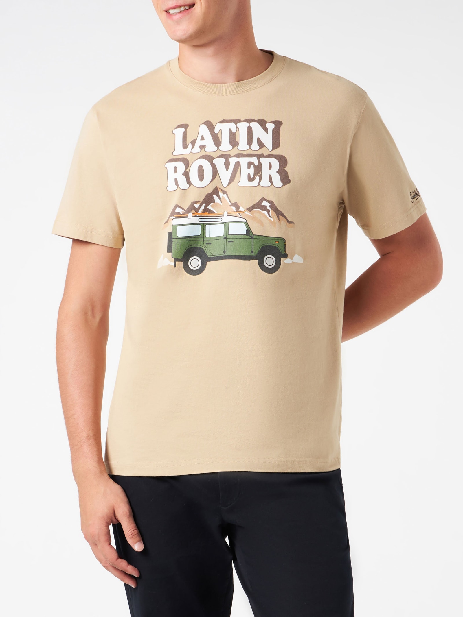 MC2 Saint Barth Man Heavy Cotton T-shirt With Latin Rover Print