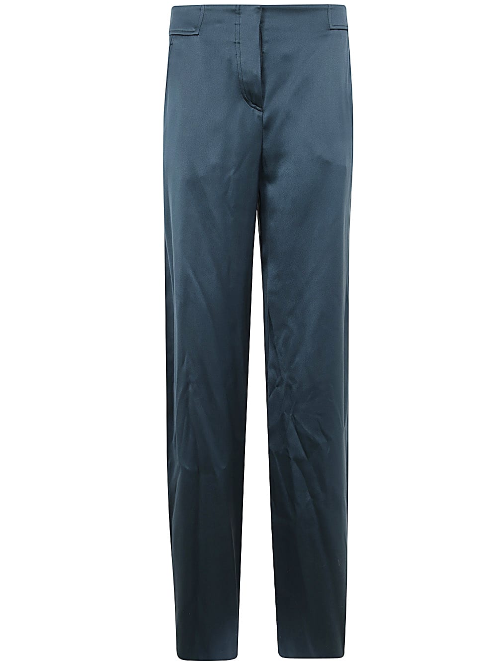 Giorgio Armani Green Silk Satin Flowing Trousers