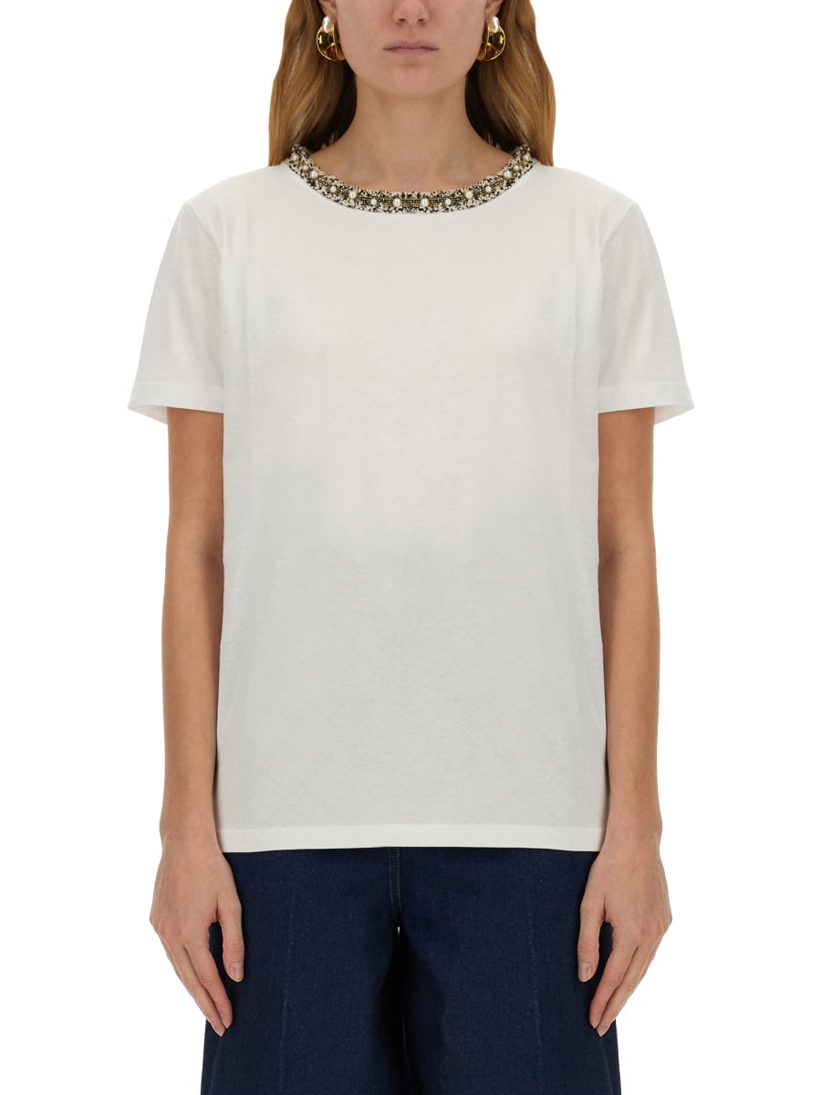 Nina Ricci T-shirt With Embroidered Collar