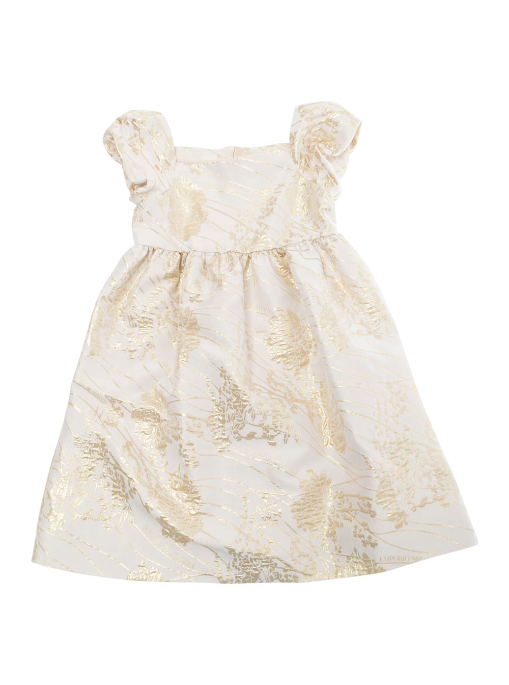 Emporio Armani Multicolor Dress With Short Puffed Sleeves And All-over Floral Motif In Tech Fabric Girl