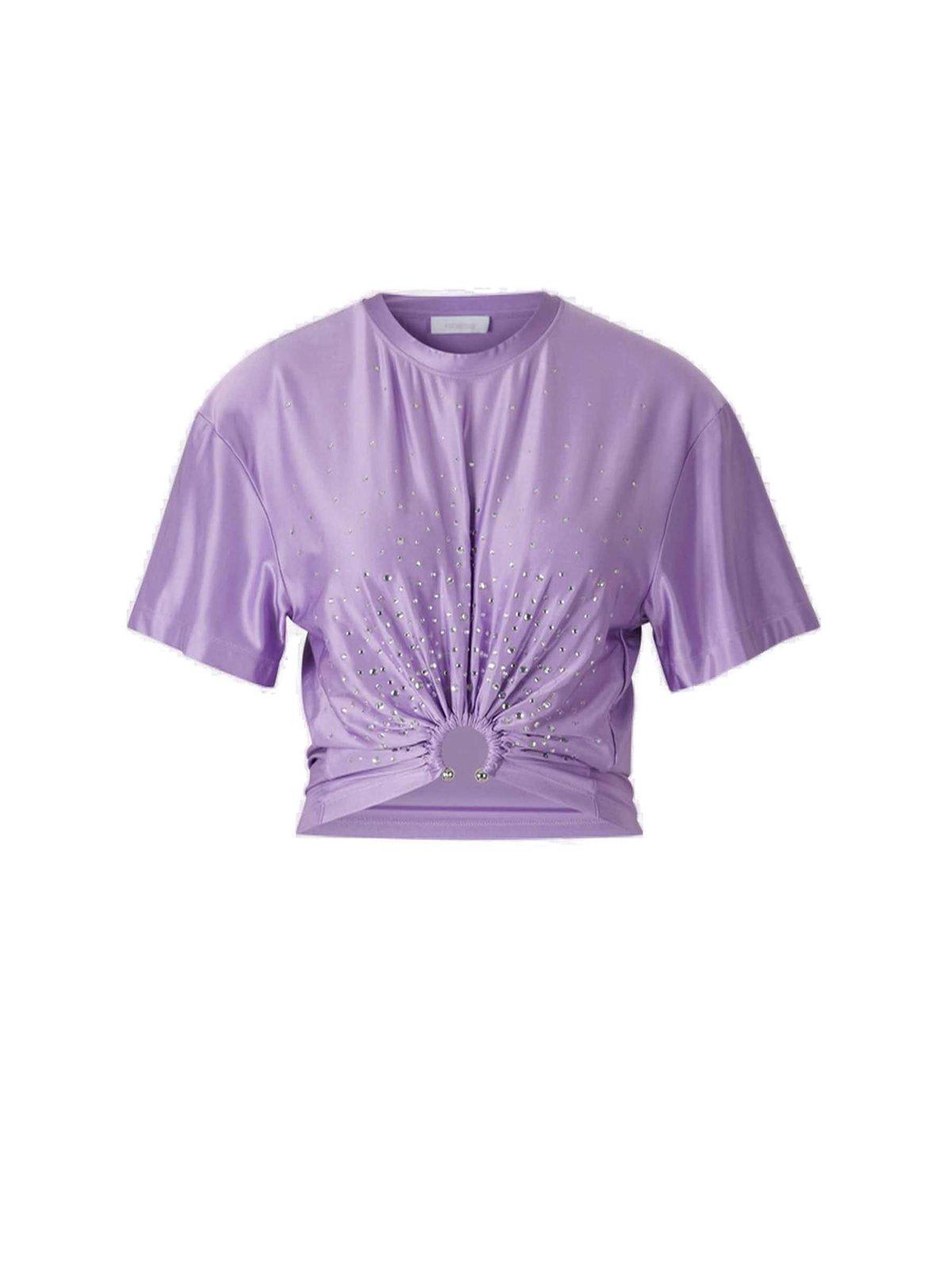 Paco Rabanne Piercing Embellished Cropped T-shirt