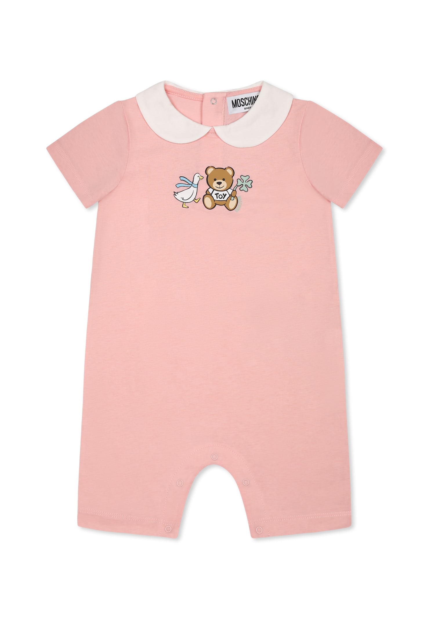 Moschino Pink Romper For Baby Girl With Teddy Bear