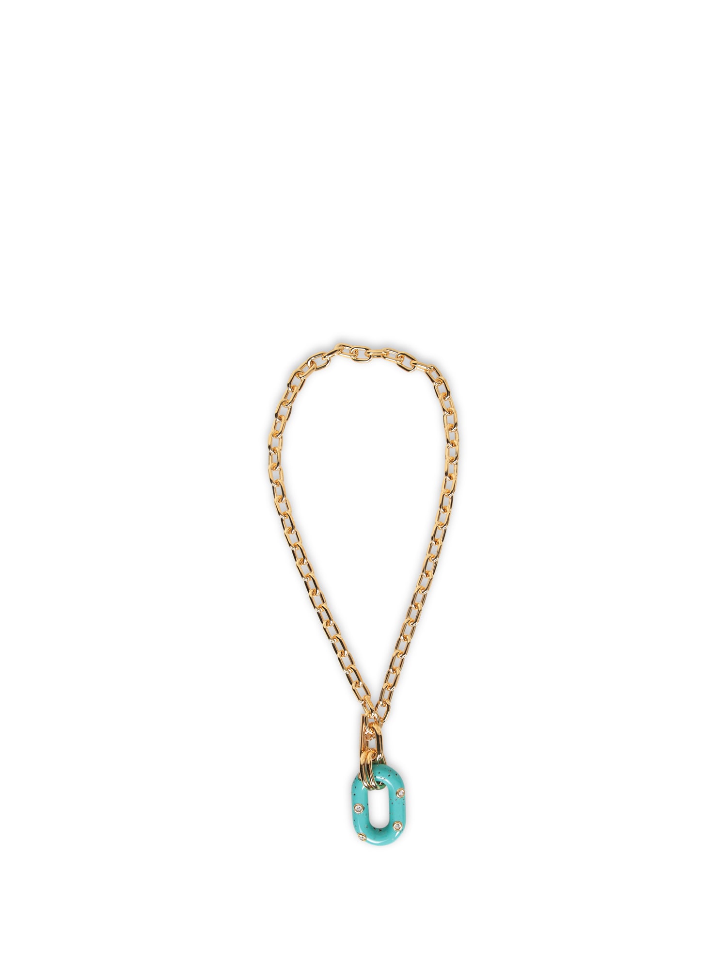 Paco Rabanne Gold And Turquoise Chain Necklace