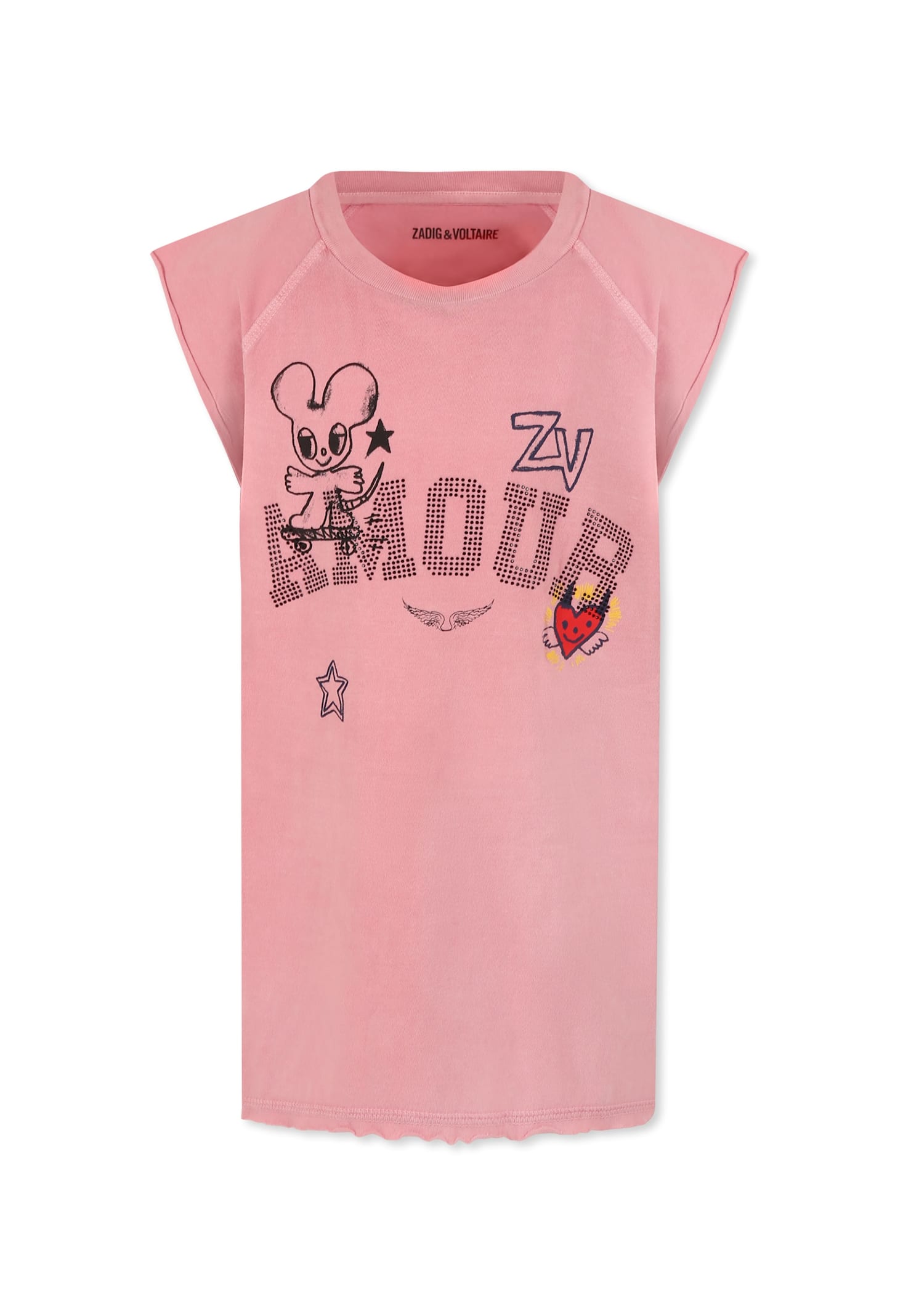 Zadig & Voltaire Pink Tank Top For Girl With Logo