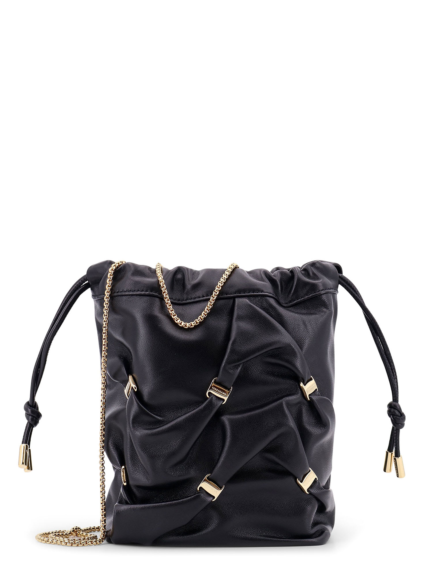 Ferragamo Leather Bucket Bag With Metal Details