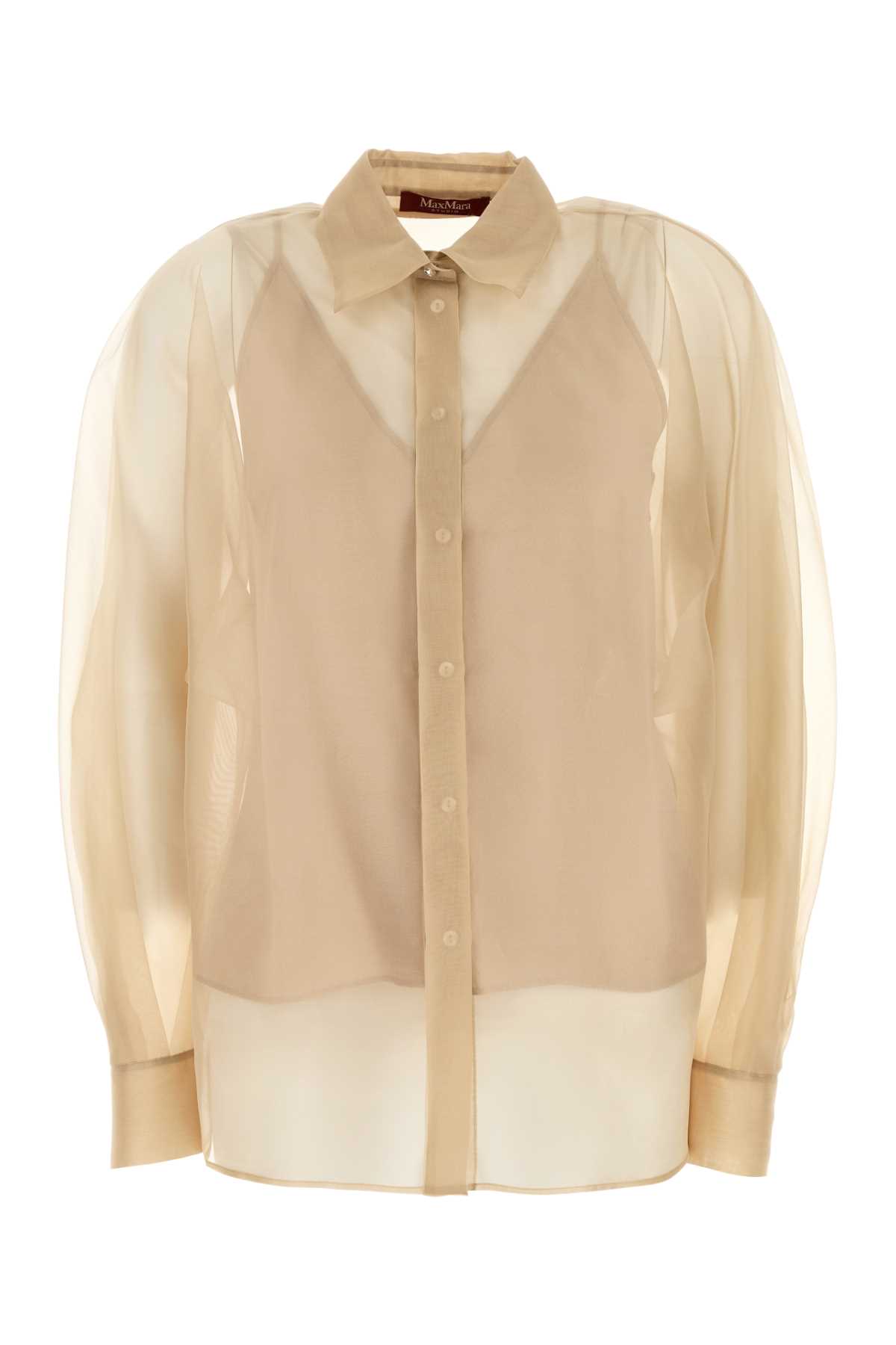 Max Mara Studio Beige Organza Ovale Shirt