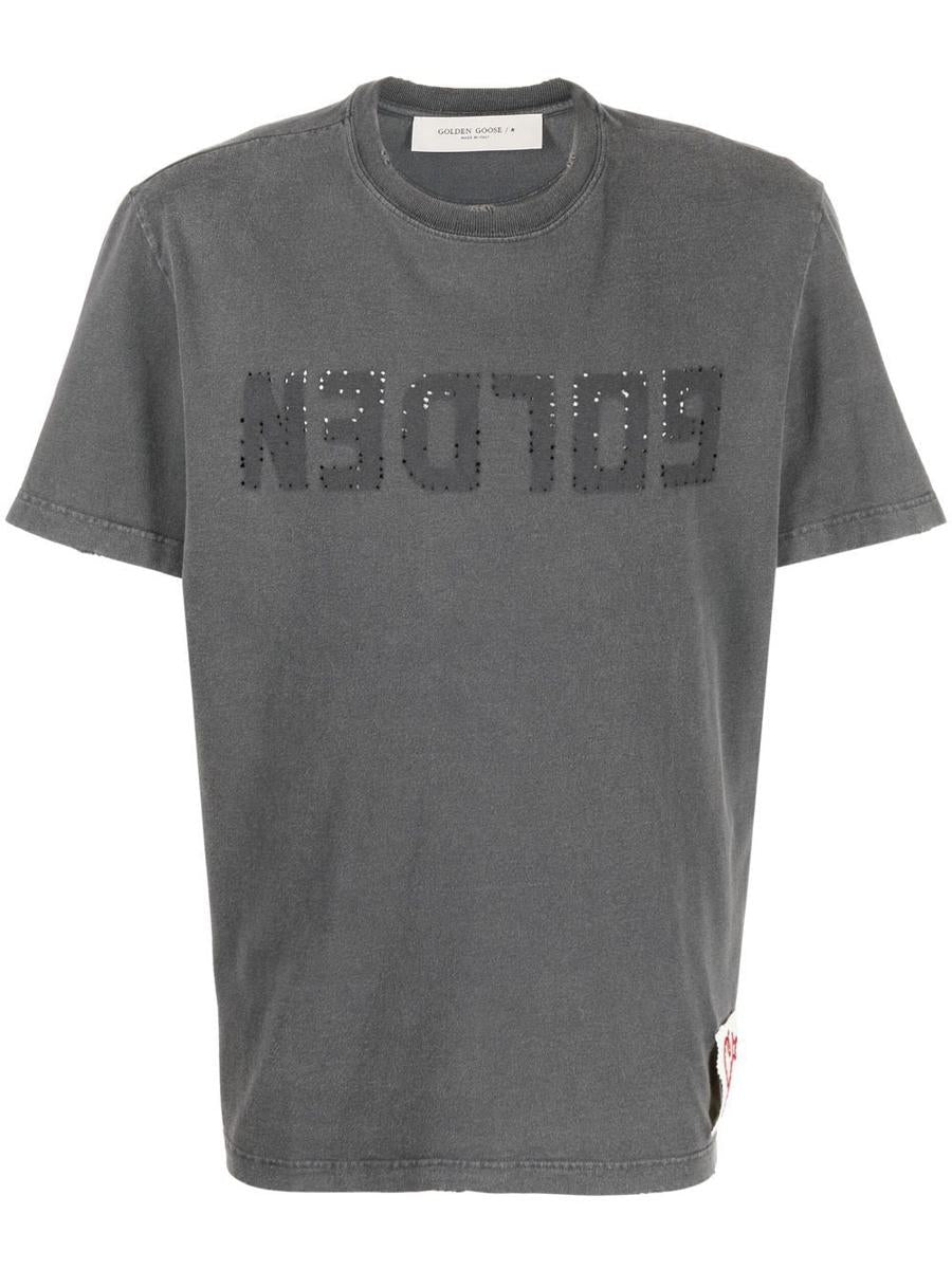 Golden Goose Golden M'S Regular T-Shirt Distressed Cotton Jersey With Logo