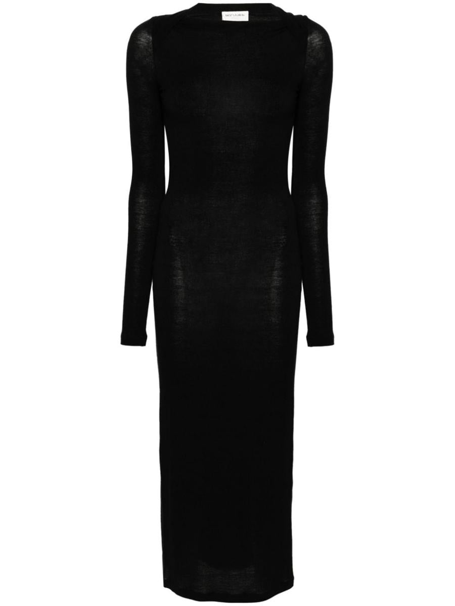 Saint Laurent Wool Blend Long Pencil Dress