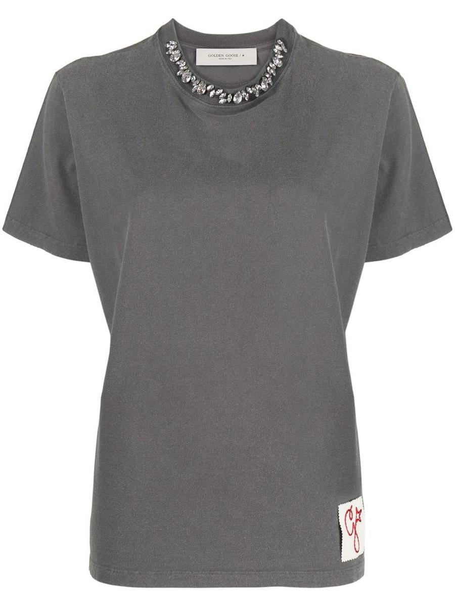 Golden Goose Golden W'S Regular T-Shirt Distressed Cotton Jersey With Embroidery