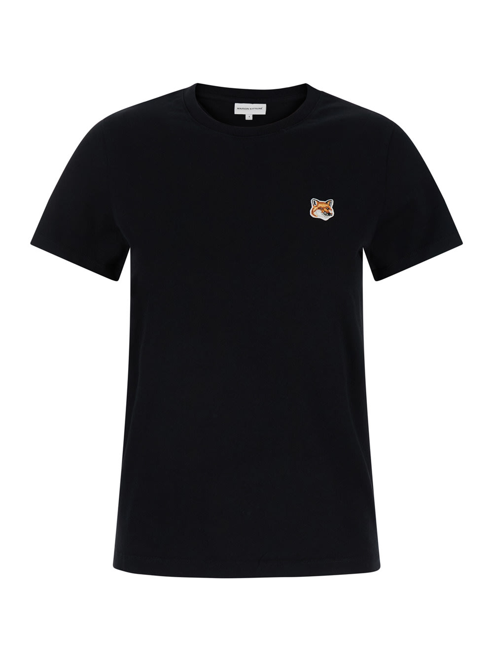 Maison Kitsuné Black T-shirt With Fox Head Patch In Cotton Woman