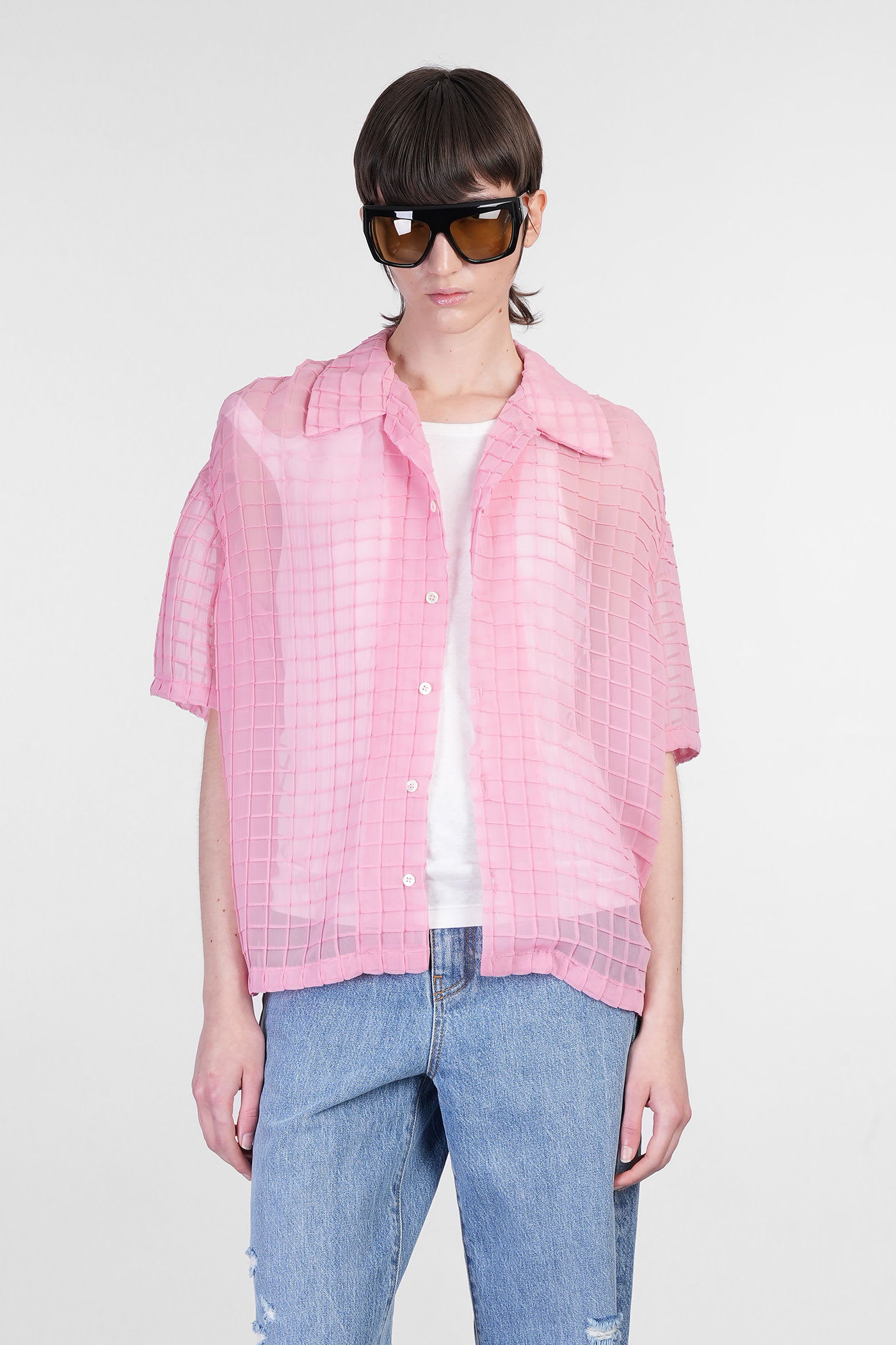 Séfr Sergio Shirt In Rose-pink Polyester